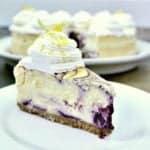 Lemon Blueberry Swirl Cheesecake. An epic spinoff from a classic cheesecake, blown up with blueberry lemon goodness.
