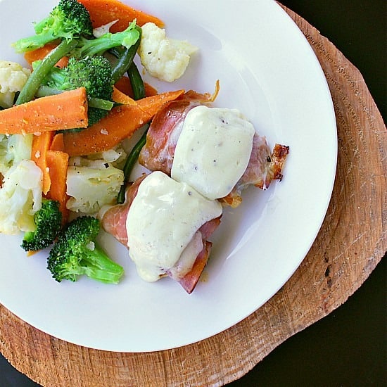 Prosciutto Wrapped Chicken Thighs with Pesto. Three killer ingredients combine to create an epic low carb dish.