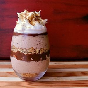 S’mores Cheesecake Parfait for Two. Graham crumbs. Creamy chocolate cheesecake. Rich ganache. Mini marshmallows. Toasted meringue. Need I say more?