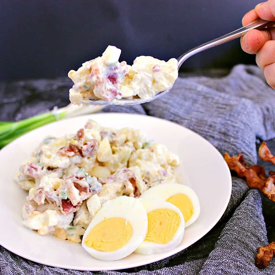 Cauliflower Potato Salad - Low Carb! - Mama Bear's Cookbook