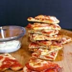Stack of low carb pizza bites.