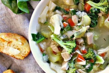 Kick the keto flu or warm your bones with this Fully Loaded Low Carb Chicken Soup. Crammed with veggies this bowl of goodness will leave you fully satisfied.