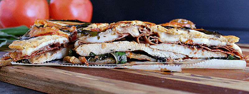 Focaccia. Grilled Chicken. Toasted Prosciutto. Fresh basil, bocconcini and balsamic reduction. Lunch doesn't get better than this Low Carb Chicken Sandwich!