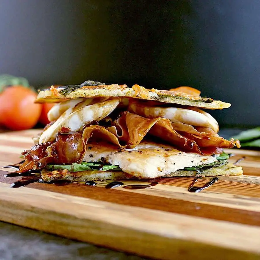 low carb chicken sandwich prosciutto bocconcini basil feature