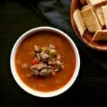 Loaded with beef and low carb vegetables, this delicious Slow Cooker Low Carb Vegetable Beef Soup is perfect for lunch or an easy weeknight meal.