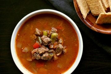 Loaded with beef and low carb vegetables, this delicious Slow Cooker Low Carb Vegetable Beef Soup is perfect for lunch or an easy weeknight meal.