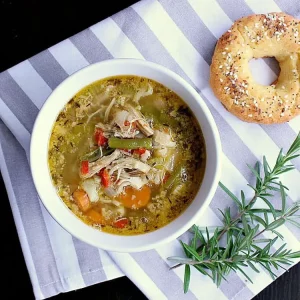 Warm your bones with this delicious and nutritious Instant Pot Low Carb Chicken Vegetable Soup filled with veggies, chicken and herbs.