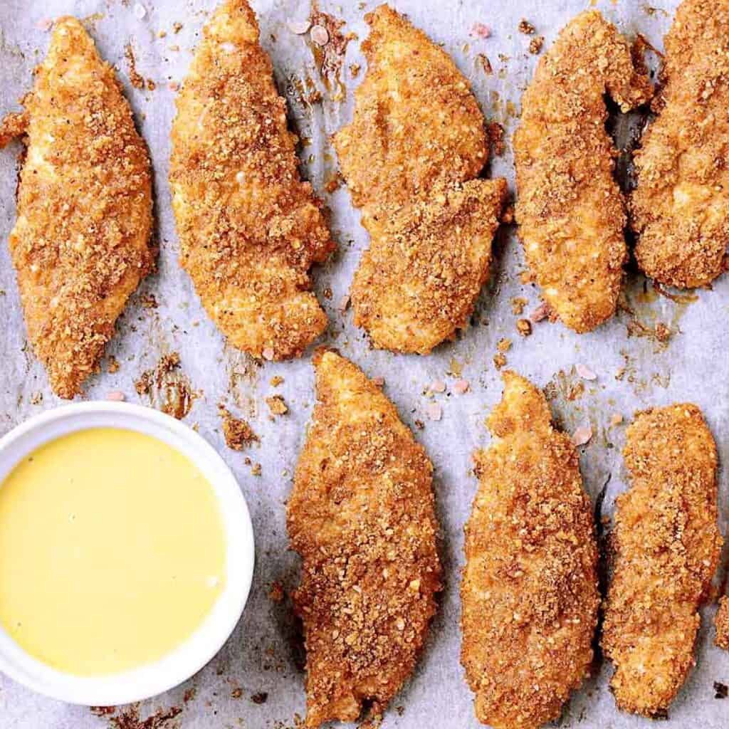 Keto Chicken Tenders with Honey Mustard [ Oven OR Air Fryer ]