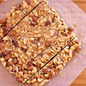 Overhead view of all twelve low carb nut bars.