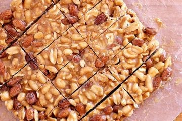 Overhead view of all twelve low carb nut bars.