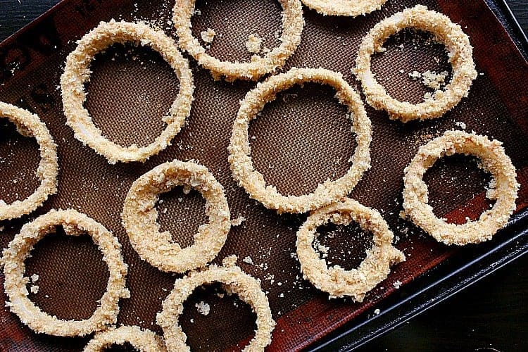 onion rings ready for the oven.