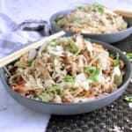 Wooden bowl filled with keto egg roll in a bowl.