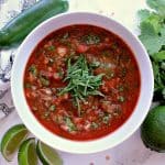 Bowl of keto salsa garnished with cilantro.