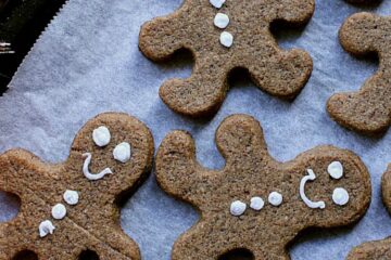 Keto gingerbread cookies on a baking sheet.