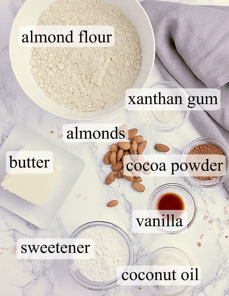 All ingredients used to make Keto Shortbread Cookies.