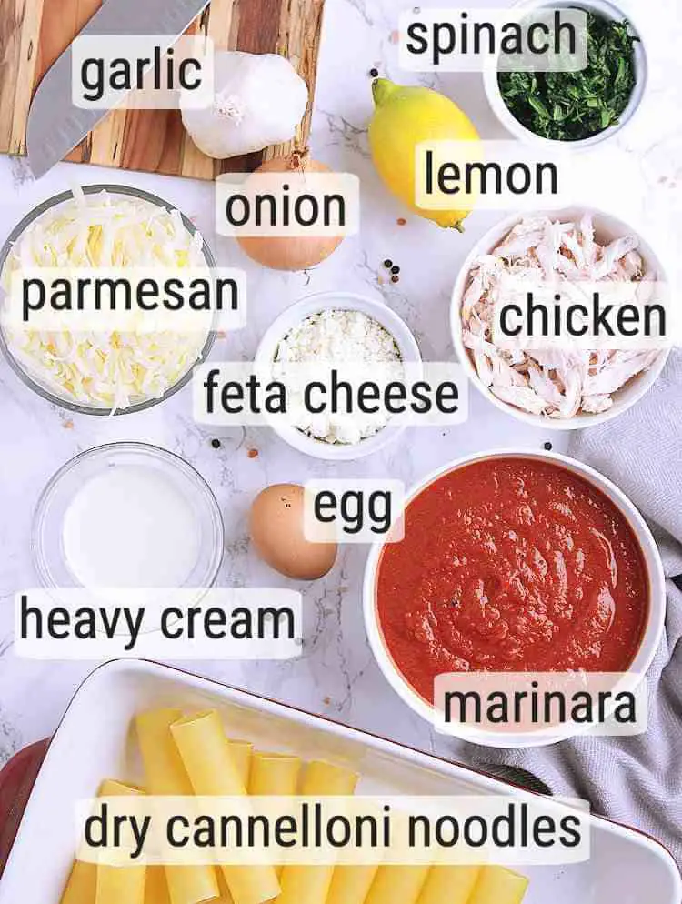 All ingredients used in this Chicken Cannelloni.