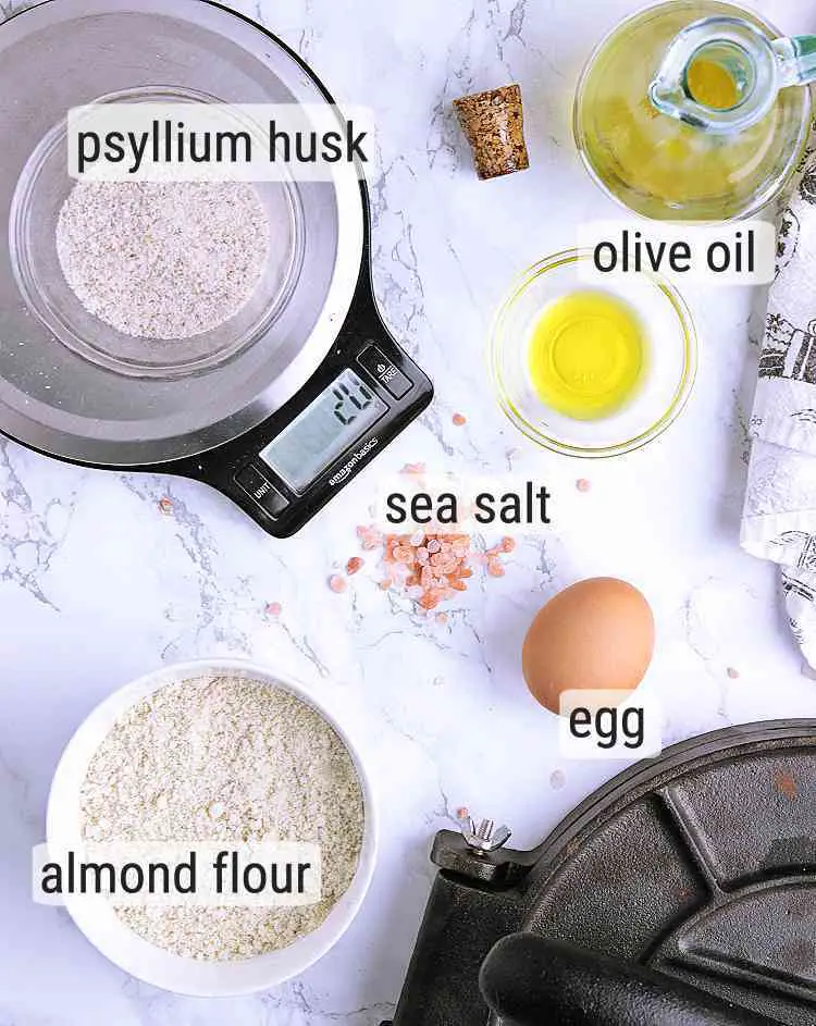 All ingredients used to make Almond Flour Tortillas.