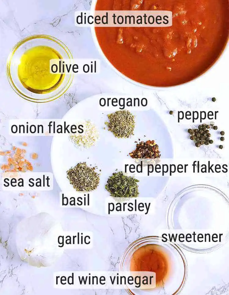 All ingredients used in this Keto Marinara.