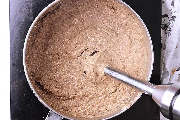 A saucepan with low carb refried beans.